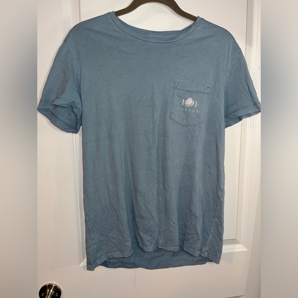 Cotton 101 Grey Blue Cotton Symbol Casual  Short Sleeve T Shirt Size Medium
